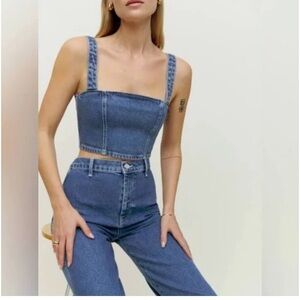 Reformation denim crop top SZ 0 zip
